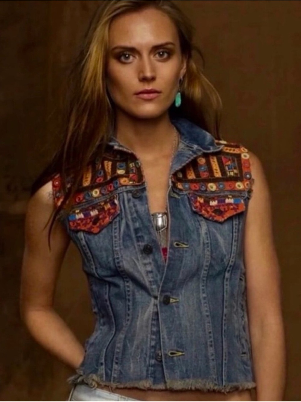 ✨ Boho raw edge denim vest ✨